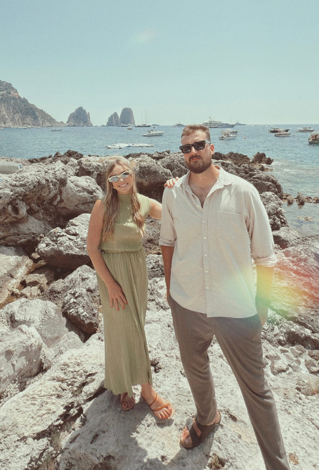 Megan and Dewaldt on the rocks in Capri